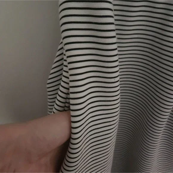 *SOLD* ANTHRO | Postmark Mona Cross Back Dress striped cutout black white sz L - Picture 5 of 9